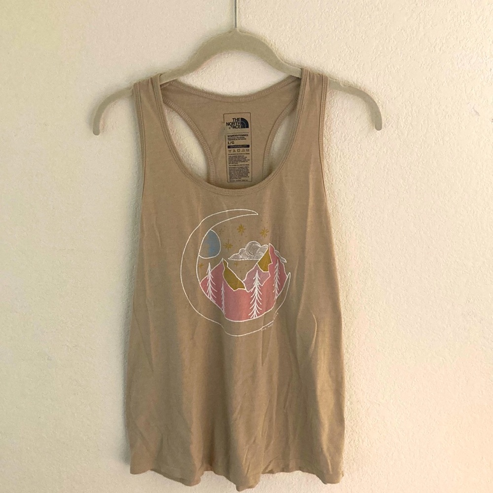 The North Face tan moon and mountains tank